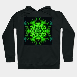 Dot Mandala Flower Green and Black Hoodie